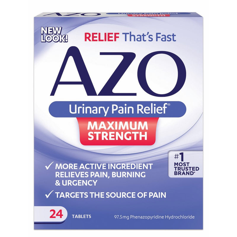 AZO Urinary Pain Relief Maximum Strength | Fast relief of UTI Pain, Burning & Urgency | Targets Source of Pain | #1 Most Trusted Brand | 24 Tablets