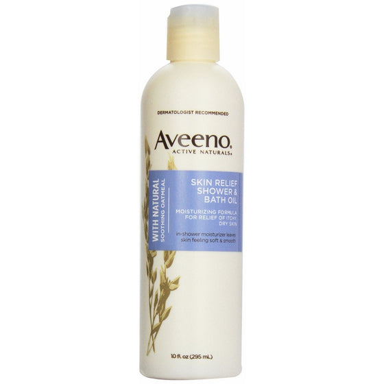 Aveeno Active Naturals Skin Relief Shower & Bath Oil with Natural Soothing Oatmeal for Relief of Itchy, Dry Skin, 10-Ounce Bottles (Pack of 3)