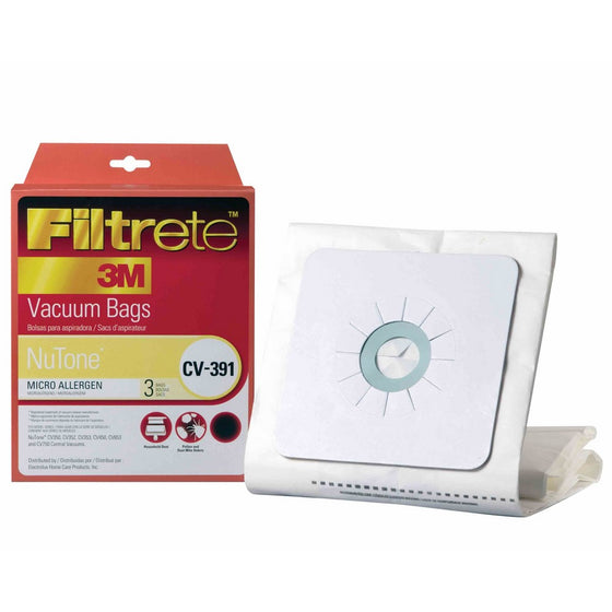 3M Filtrete NuTone CV-391 Micro Allergen Vacuum Bag - 3 bags