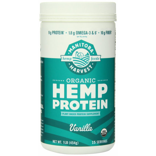 Manitoba Harvest Hemp Yeah! Organic Max Fiber Protein Powder, Vanilla, 16oz; with 10g of Fiber, 9g Protein and 1.9g Omegas 3&6 per Serving, Preservative Free, Non-GMO