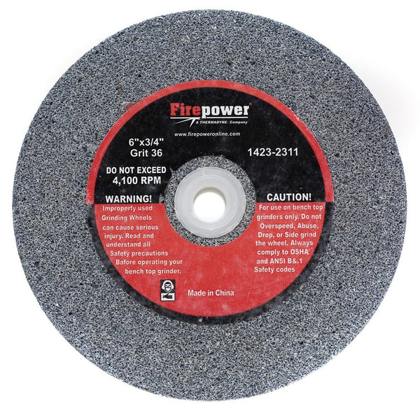 Firepower 1423-2311 Type 1 Bench Grinding Wheel, 36 Grit, 6-Inch x 3/4-Inch