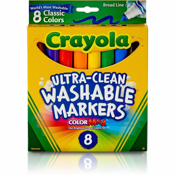 Crayola Ultra Clean Washable Broad Line Markers, 8 assorted classic colors