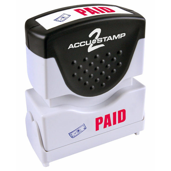 Accustamp2 Pre-Inked Message Stamp, "PAID" , 1/2" x 1-5/8" Impression, Red and Blue Ink (035535)