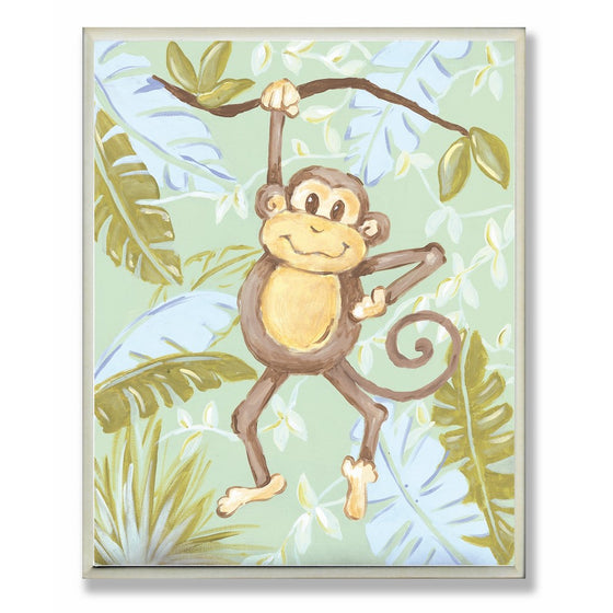 The Kids Room by Stupell Monkey in the Jungle Rectangle Wall Plaque