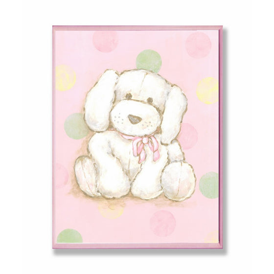 The Kids Room by Stupell Puppy with Polka Dot Background Rectangle Wall Plaque