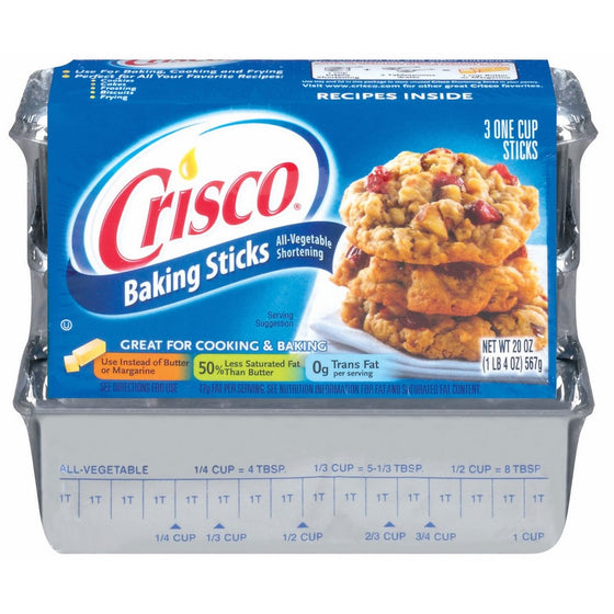 Crisco Baking Sticks All-Vegetable Shortening, 20-Ounce (Pack of 6)