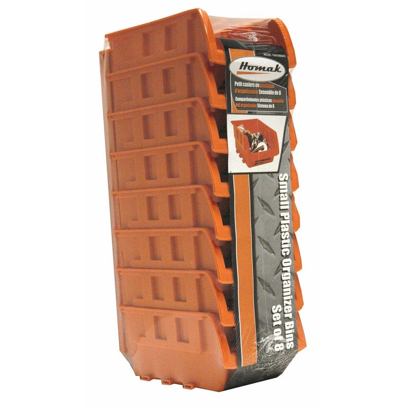 Homak Plastic Bins, Small, Set of 8, HA01080643
