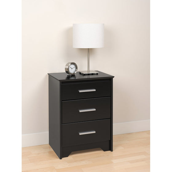 Prepac Black Coal Harbor 3 Drawer Tall Nightstand