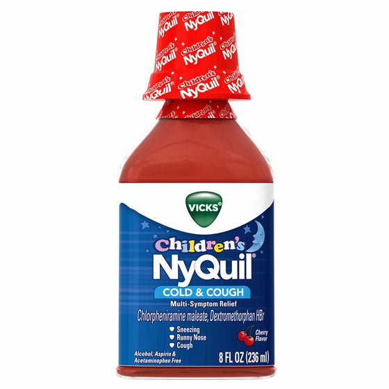 Vicks Children's NyQuil Cold and Cough Nighttime Relief Liquid, Cherry, 8 Fl Oz