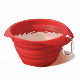 Kurgo Collapsible and Portable Travel Dog Bowl for Food and Water with Carabiner, Red