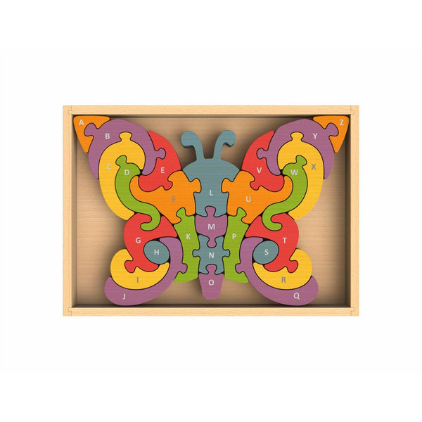 BeginAgain - Butterfly A to Z Puzzle, Make Learning Fun and Help Spark Your Child's Imagination, Educational Wooden Alphabet Puzzle (For Kids 2 and Up)