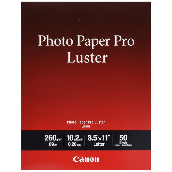 Canon Pro Luster Inkjet Photo Paper, 8.5-Inch X 11-Inch, White, 50 Sheets/Pack