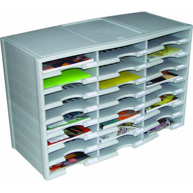 Storex 24-Compartment Literature Organizer/Document Sorter, Grey (61610U01C)
