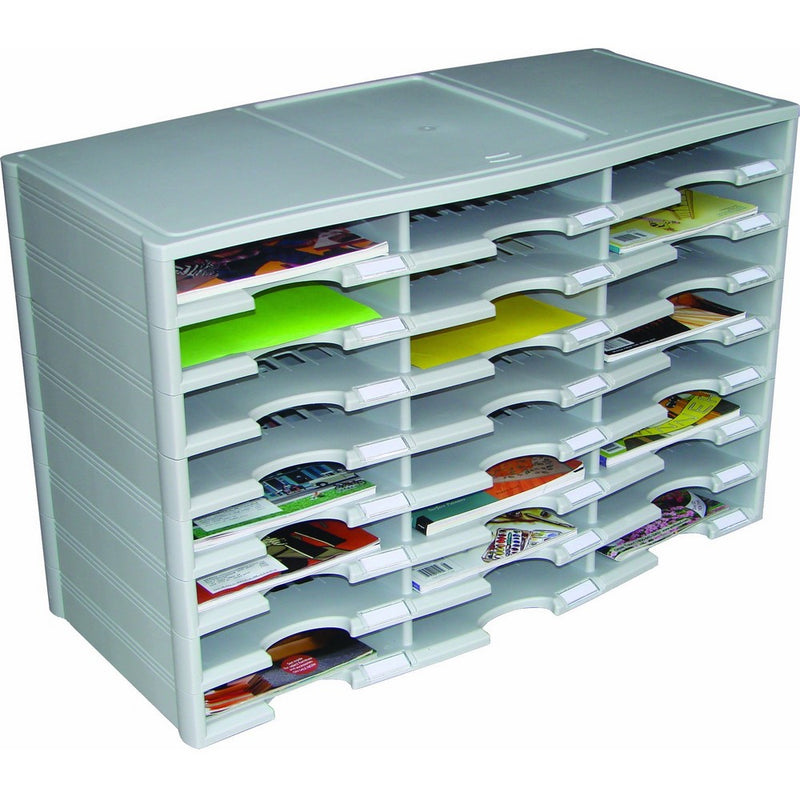 Storex 24-Compartment Literature Organizer/Document Sorter, Grey (61610U01C)