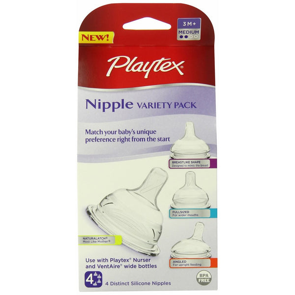 Playtex Nipple Variety Kit, Medium Flow, 4-Count