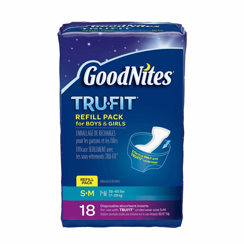 GoodNites TRU-FIT Disposable Absorbent Inserts for Boys & Girls, Refill Pack, Size Small/Medium, 18 ct.