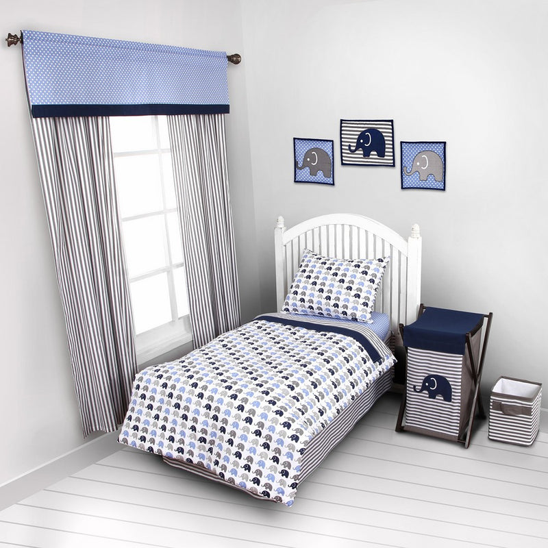 Elephants Blue/Grey 4 pc Toddler Bedding Set