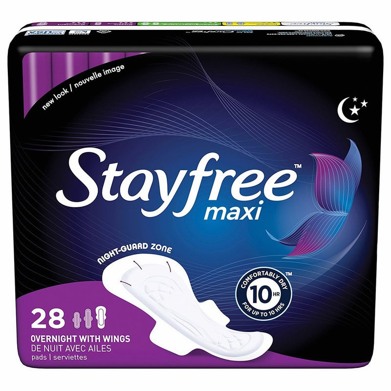 Stayfree Maxi Pads Overnight Maximum Protection, 28 Count