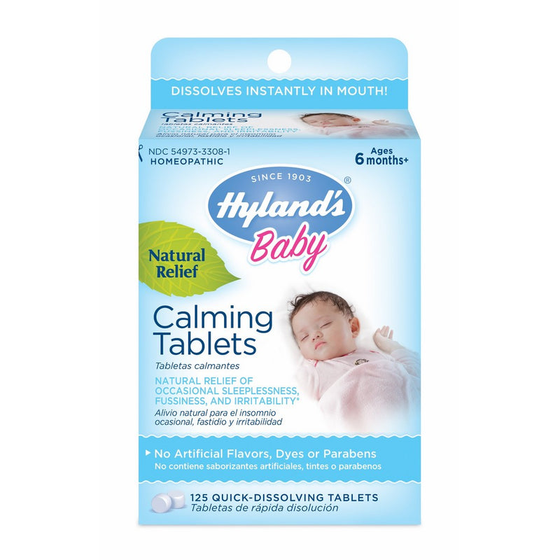 Hyland's Baby Calming Tablets, Natural Relief of Occasional Sleeplessness, Fussiness, And Irritability, 125 Count