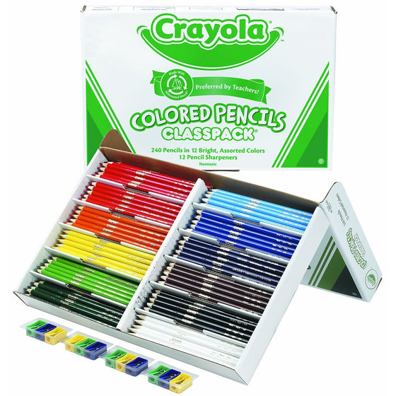 Crayola Colored Pencil Bulk, 240 Count Classpack, 12 Assorted Colors