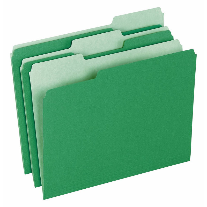 Pendaflex 15213BGR Colored File Folders, 1/3 Cut Top Tab, Letter, Green/Light Green (Box of 100)