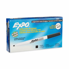 EXPO Dry Erase Markers, Fine Point, Black, 12-Count