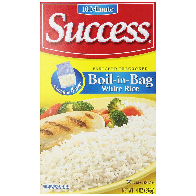 Success Boil-In-Bag White Rice, 4 Ct, 14 oz (Pack of 1)