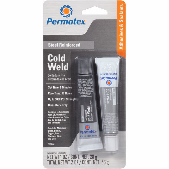 Permatex 14600 Cold Weld Bonding Compound, Two 1 oz. Tubes