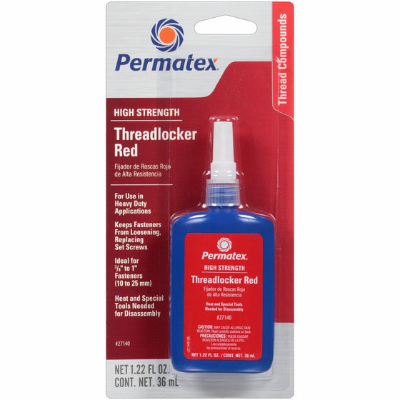 Permatex 27140 High Strength Threadlocker Red, 36 ml Bottle
