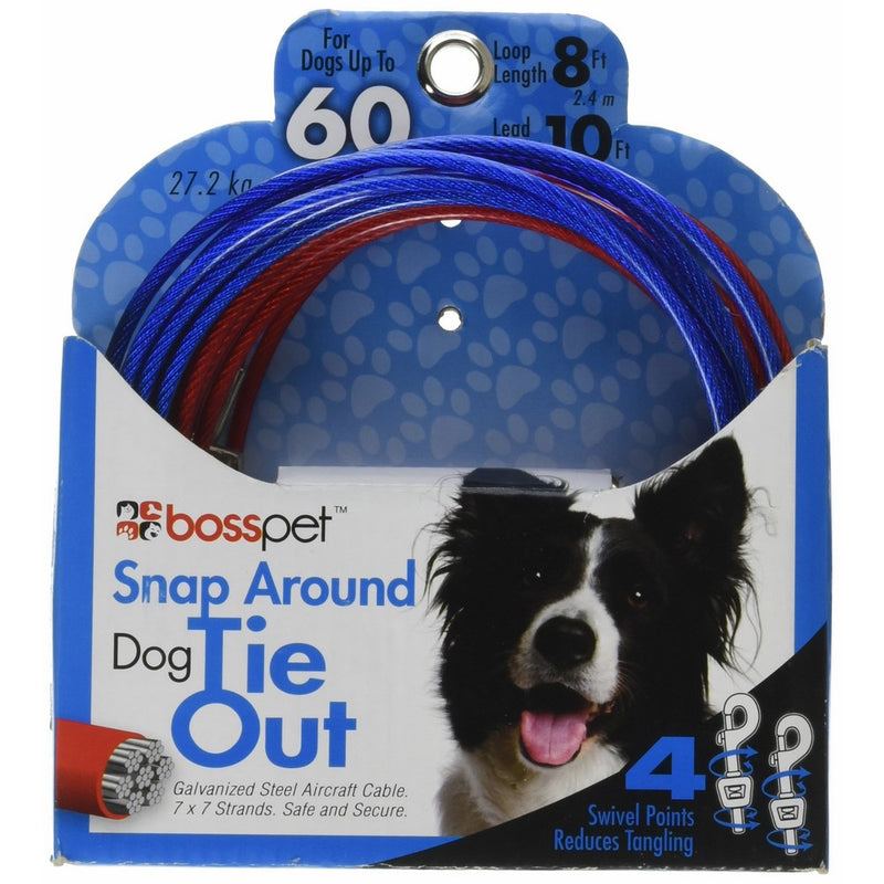 Boss Pet Q2515 000 99 10' Large Dog Snap Around Pdq Tie-Out
