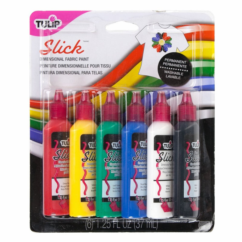 Tulip 00825 Dimensional Slick Fabric Paint, 6-Pack