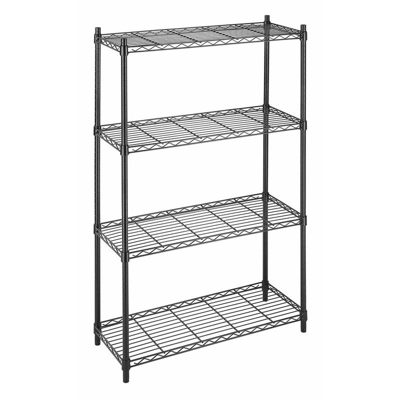 Whitmor Supreme 4 Tier Shelving with Adjustable Shelves and Leveling Feet - Black