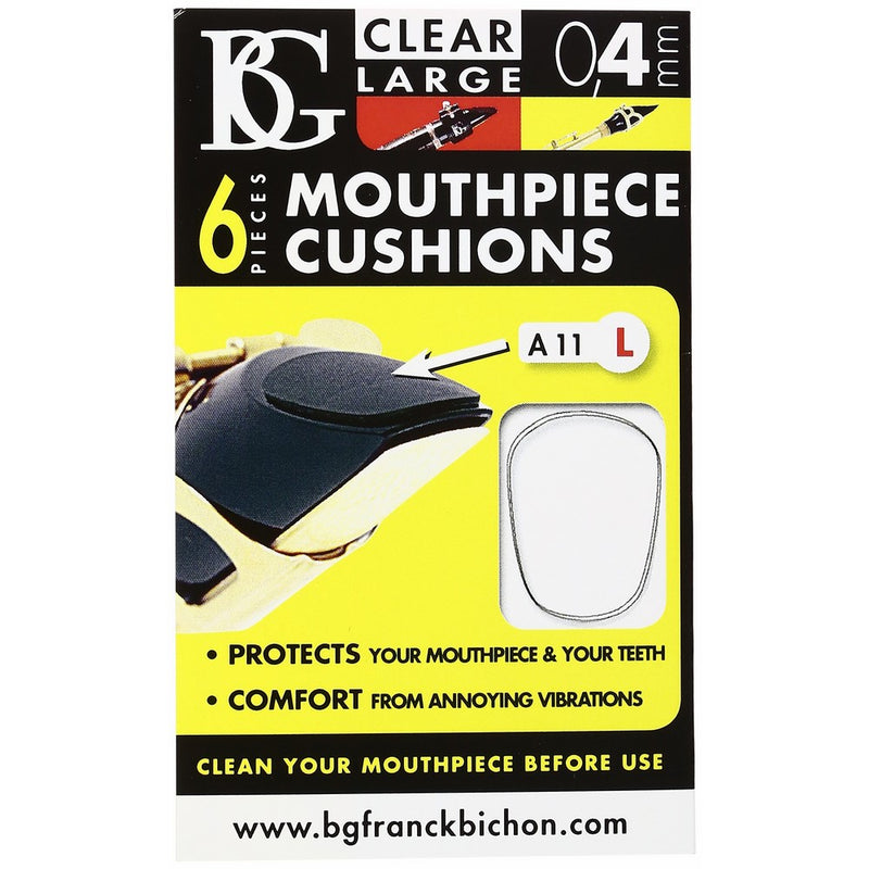 BG A11 L Mouthpiece Patch, Clear, Large 0.4MM, 6 CRT