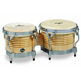 Latin Percussion M201-AWC LP Matador Wood Bongos - Natural/Chrome