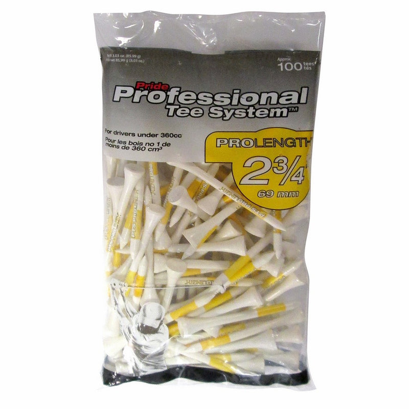 Pride Professional Tee System ProLength Tee, 2-3/4-Inch, 100 Count(Yellow on White)