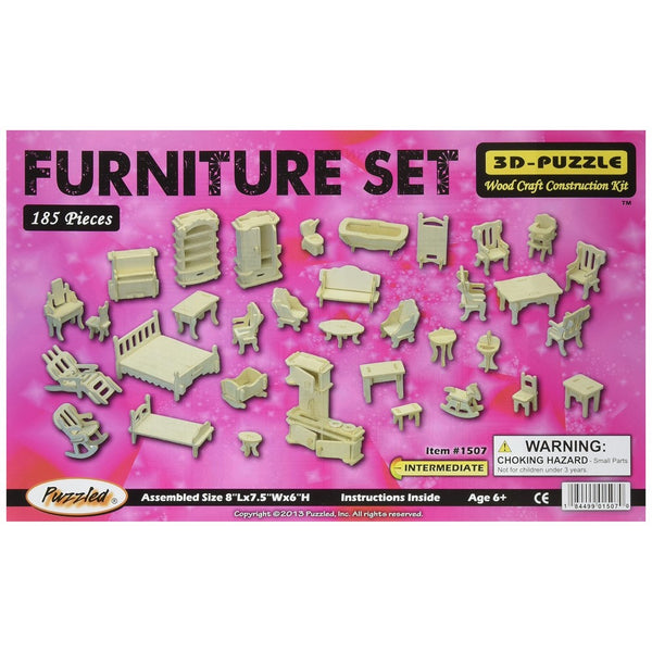 Wooden Dollhouse Furniture Set 3D Puzzle