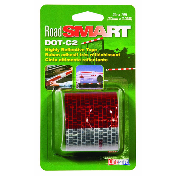 Life Safe: RoadSmart DOT-C2 Highly Reflective, 2" x 10', Red / Silver