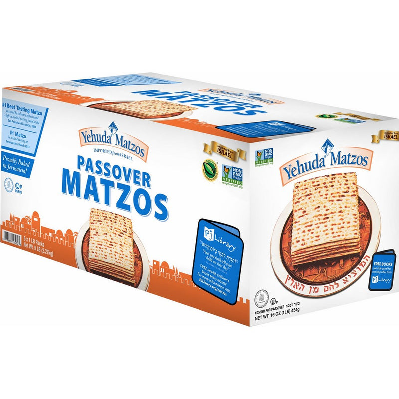 Yehuda Passover Matzos, 5-1 lb Packages with one Resealable Stay-Fresh Pouch