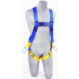 3M Protecta First AB17540 Fall Protection 5-Point Adjustment Full Body Harness with Back and Side D-Rings, Universal, 310lb., Blue/Yellow