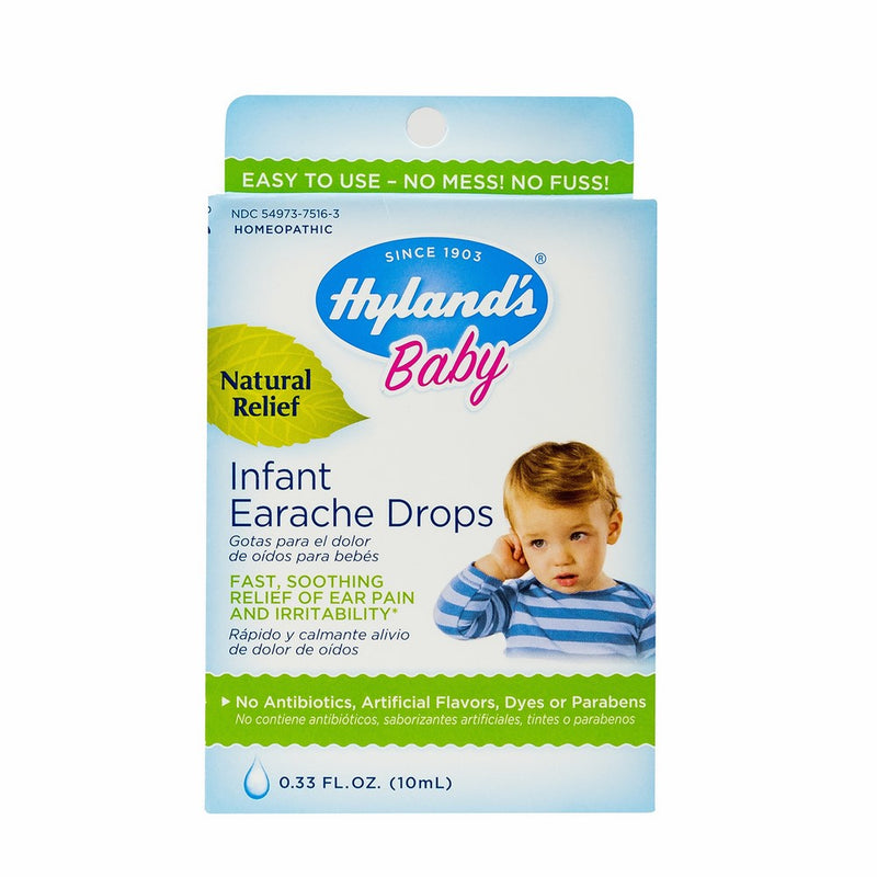 Hyland's Baby Infant Ear Drops, Natural Homeopathic Earache Pain Relief from Allergy and Cold & Flu, 0.33 Ounce