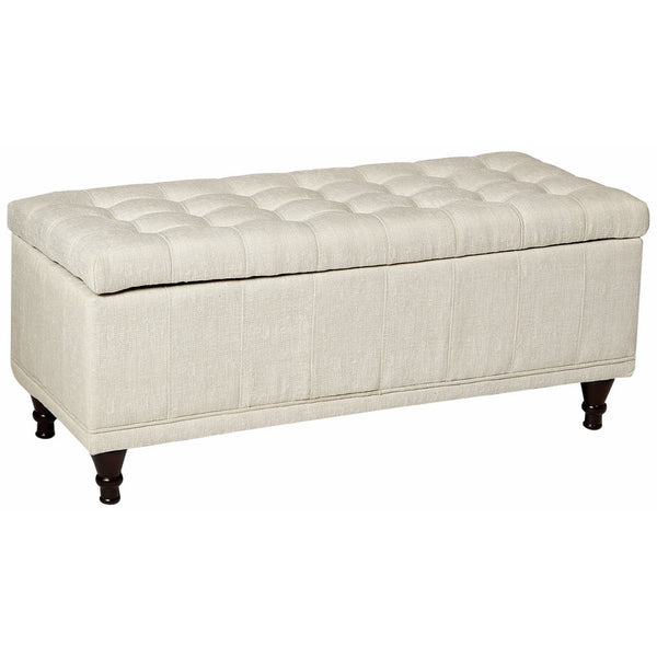 Homelegance 4730NF Lift Top Storage Bench with Tufted Accents, Beige Fabric