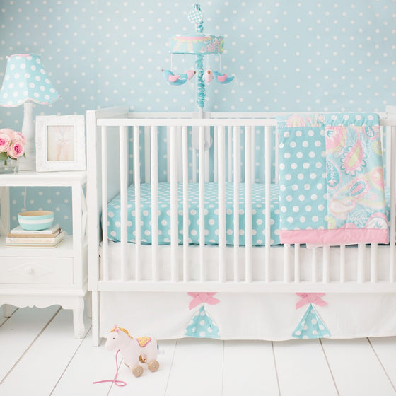 My Baby Sam Pixie Baby 3 Piece Crib Bedding Set, Aqua and Pink