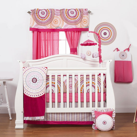 One Grace Place Sophia Lolita Infant Crib Bedding Set, White/Pink/Berry/Black