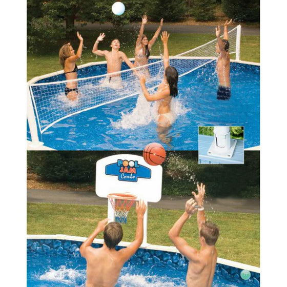 Pool Jam Combo Basketball and Volleyball Above Ground Swimming Pool Game