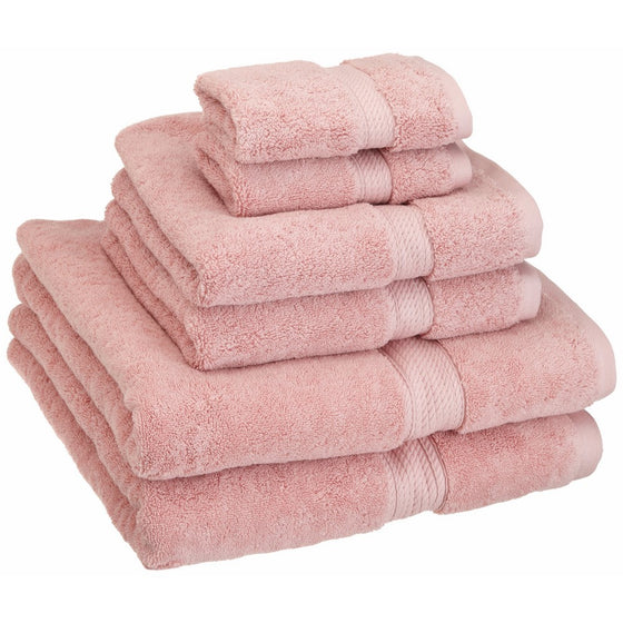 Superior 900 GSM Luxury Bathroom 6-Piece Towel Set, Made of 100% Premium Long-Staple Combed Cotton, 2 Hotel & Spa Quality Washcloths, 2 Hand Towels, and 2 Bath Towels - Tea Rose