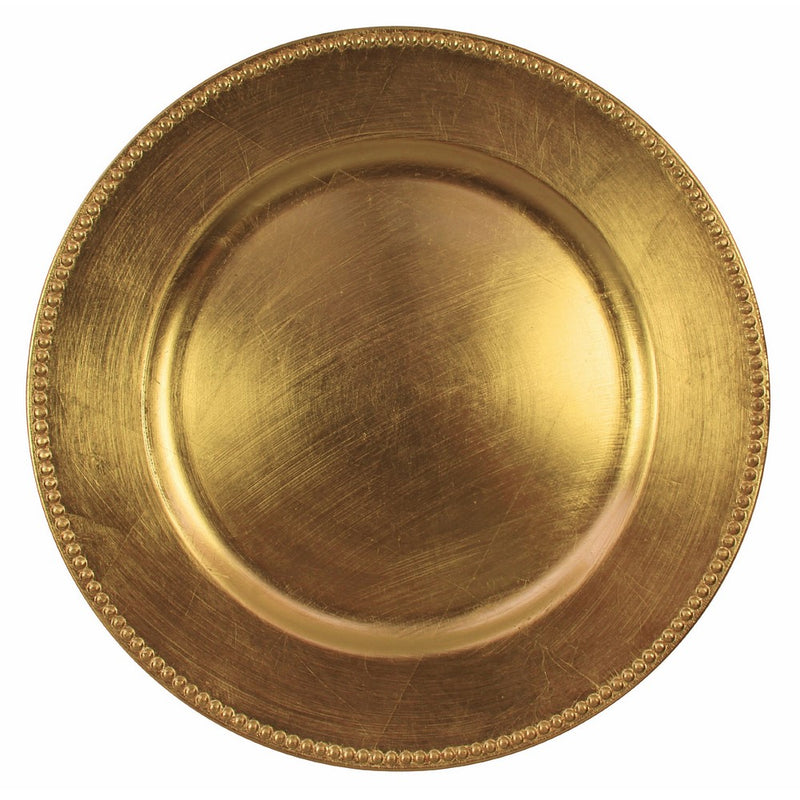 ChargeIt by Jay 1180005AP-F Beaded Round Charger Plate, Gold