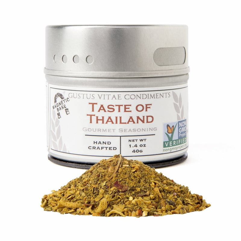 Taste of Thailand Seasoning | Non GMO Verified | Magnetic Tin | Spice Blend | 1.4oz | Crafted in Small Batches by Gustus Vitae | #28