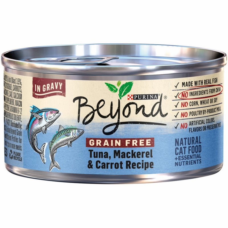 Purina Beyond Tuna, Mackerel & Carrot Recipe in Gravy Adult Wet Cat Food - Twelve (12) 3 oz. Cans