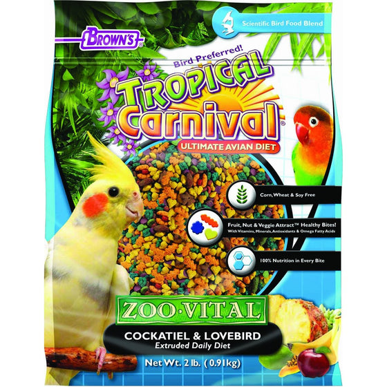 F.M. BROWNS - PET 118562 Tropical Carnival Zoo-Vital Cockatiel & Lovebird , 2 lb, 1Piece