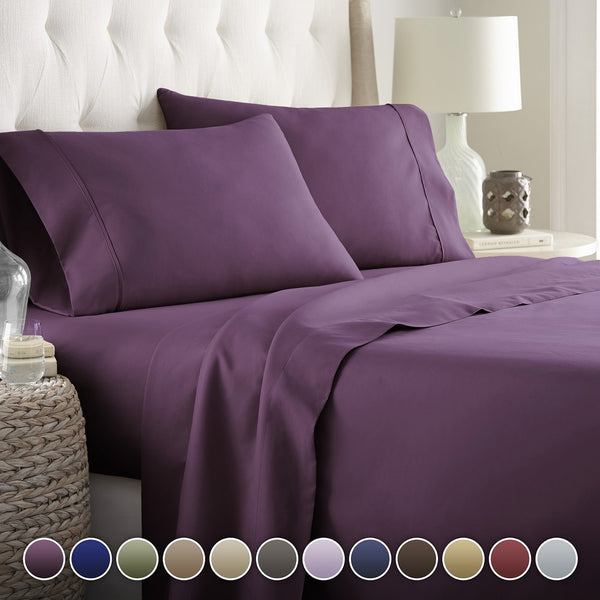 Hotel Luxury Bed Sheets Set- 1800 Series Platinum Collection-Deep Pocket, Wrinkle & Fade Resistant(Queen,Eggplant)